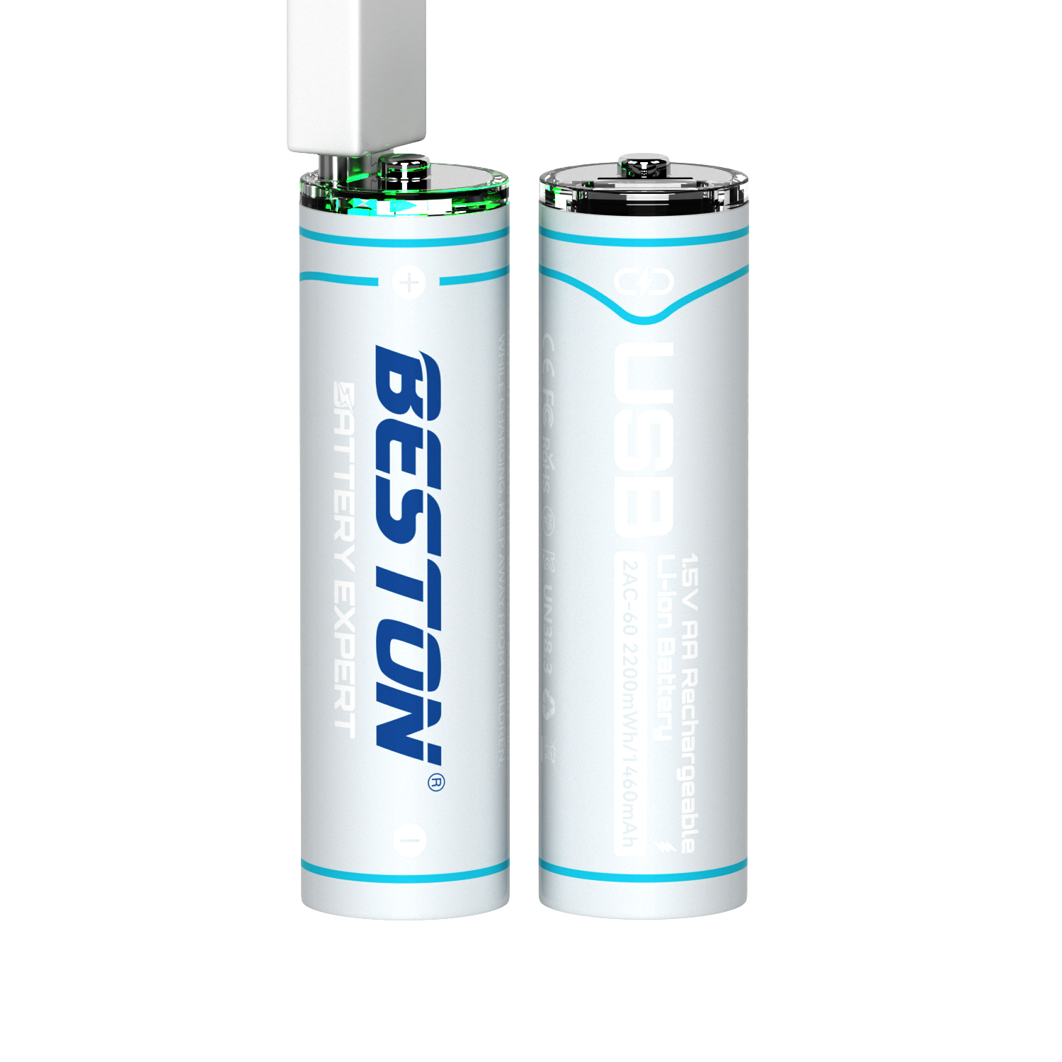 Beston USB 1.5V AA Lithium Rechargeable Battery 2200mWh