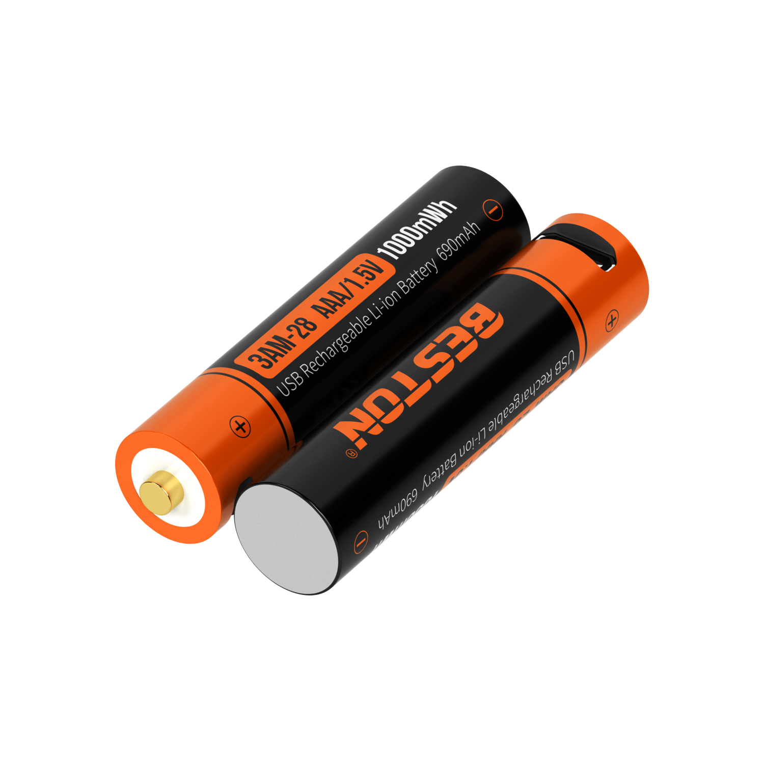 Beston USB 1.5V AAA 可充电锂电池 1000mWh 带 Micro USB 端口